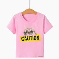 hot sale childrens clothing tshirt cute kitten animal cartoon print girls short sleeve pink tops summer harajuku girls t shirts