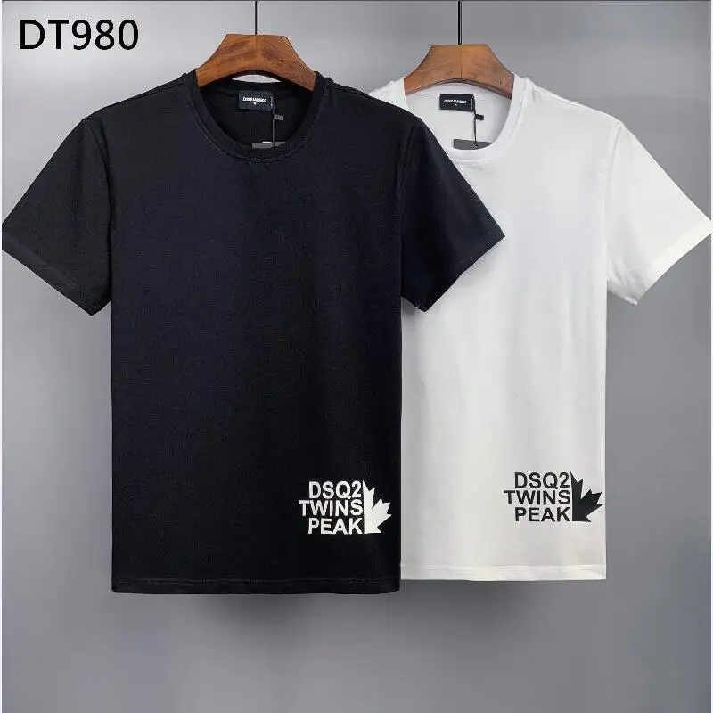 

Dsquared2 хлопковая рубашка с круглым вырезом и коротким рукавом с буквенным принтом, повседневная одежда, топы DT980 #