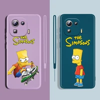 cute cartoon the simpsons for xiaomi mi 12 11i 11 11t 10 10t 10s 9 se lite pro ultra 5g liquid silicone soft rope phone case