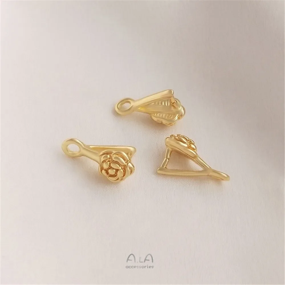 14K позолоченная застежка в форме розы с застежкой из семян дыни подвесная Diy