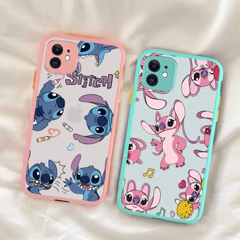 

Cute Cartoon Stitch Phone Case for iPhone X XR XS 7 8 Plus 11 12 13 pro MAX 13mini Translucent Matte Case
