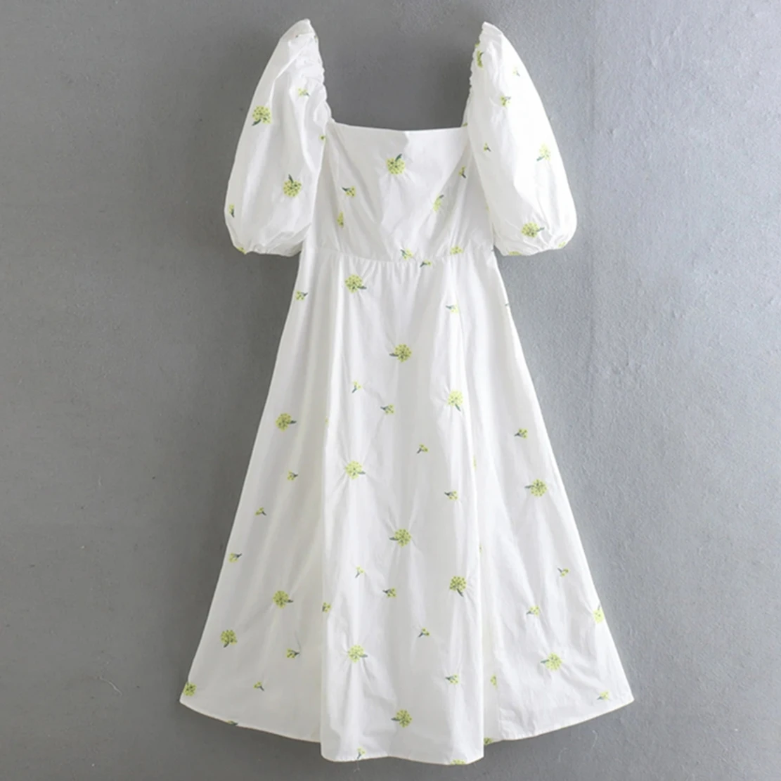 

Dave&Di Embroideried Retro Square Collar Casual Fashion Summer Dress Women Indie Folk Bohemian Flower Dress