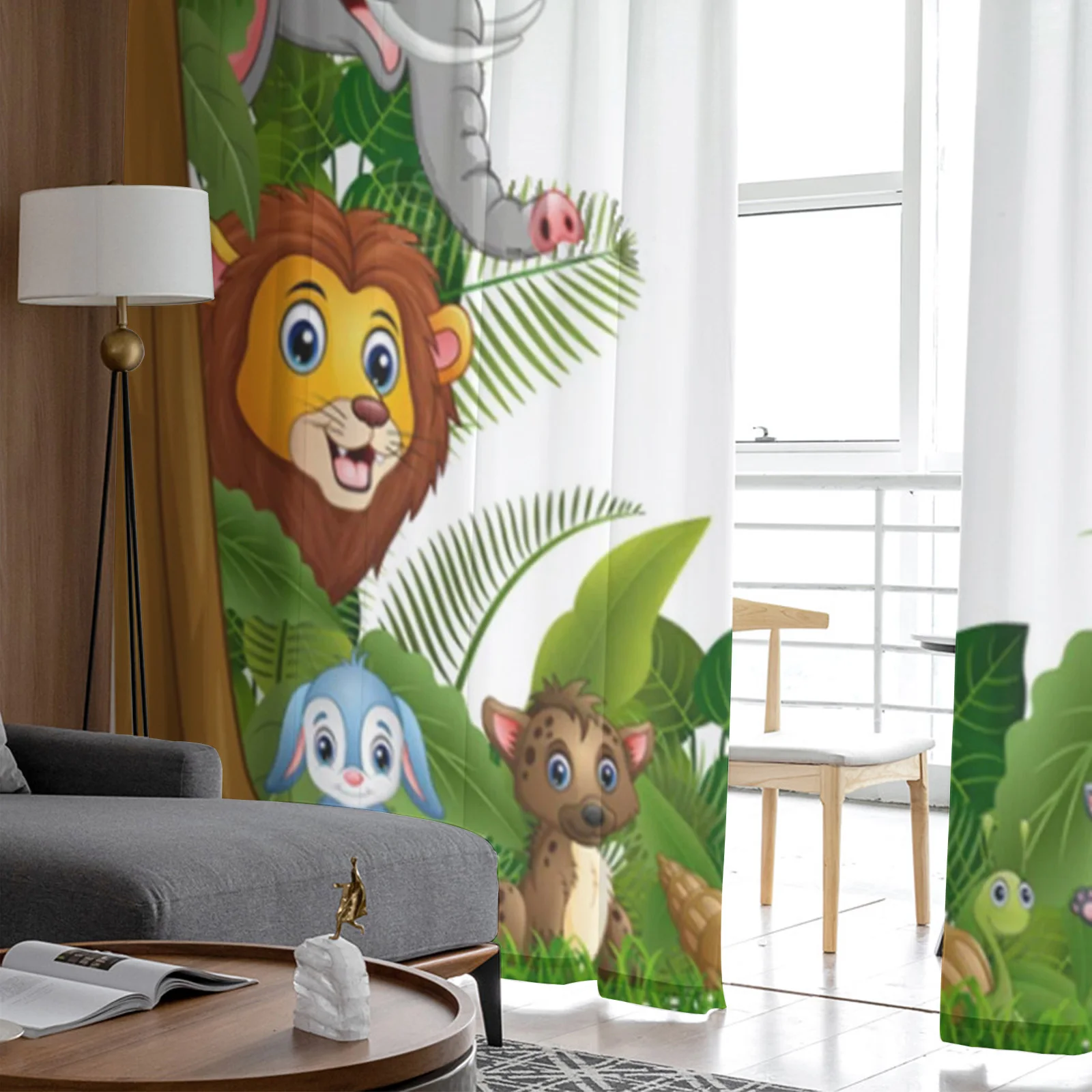 Тюлевые занавески для гостиной детской спальни с изображением животных Льва