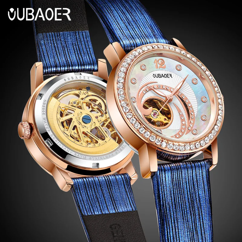 

Genuine Opel Fashion Automatic Hollow Mechanical Watch Women's Watch Cow Leather Watch Strap Waterproof Luminous Factory Direct