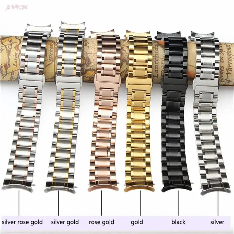 

Curved End Straps 12mm 14mm 16mm 17mm 18mm 19mm 20mm 21mm 22mm 23mm 24mm Solid Stainless Steel Watchband Butterfly Buckle Band