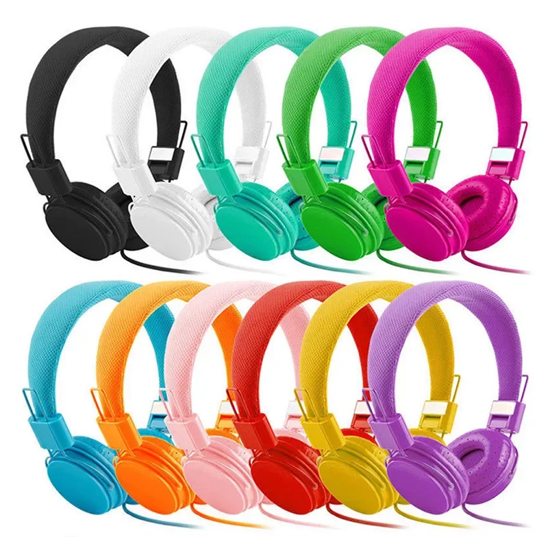 

Colors Kids Wired Ear Headphones Stylish Comfortable Headband Earphones With Microphone For IPad Tablet Smart Phones