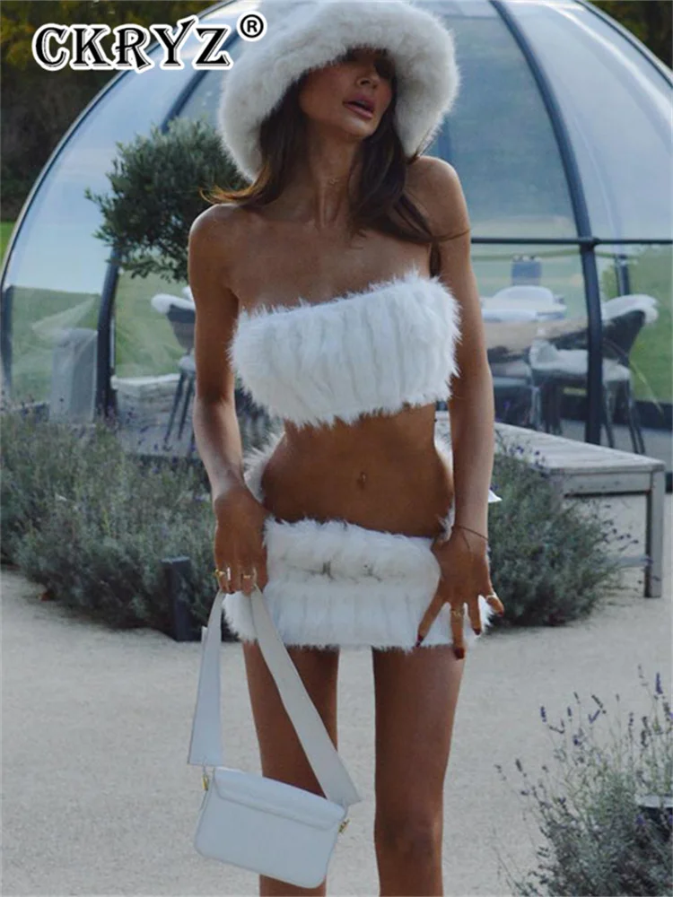 Женский комплект из 2 предметов с юбкой и топом открытой спиной