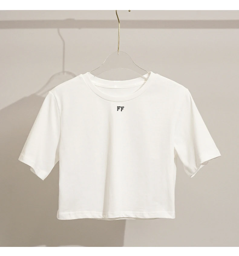 

Spring and Summer Women's New Letter Printing Fresh and Sexy Navel Short-sleeved T-shirt Crop Top