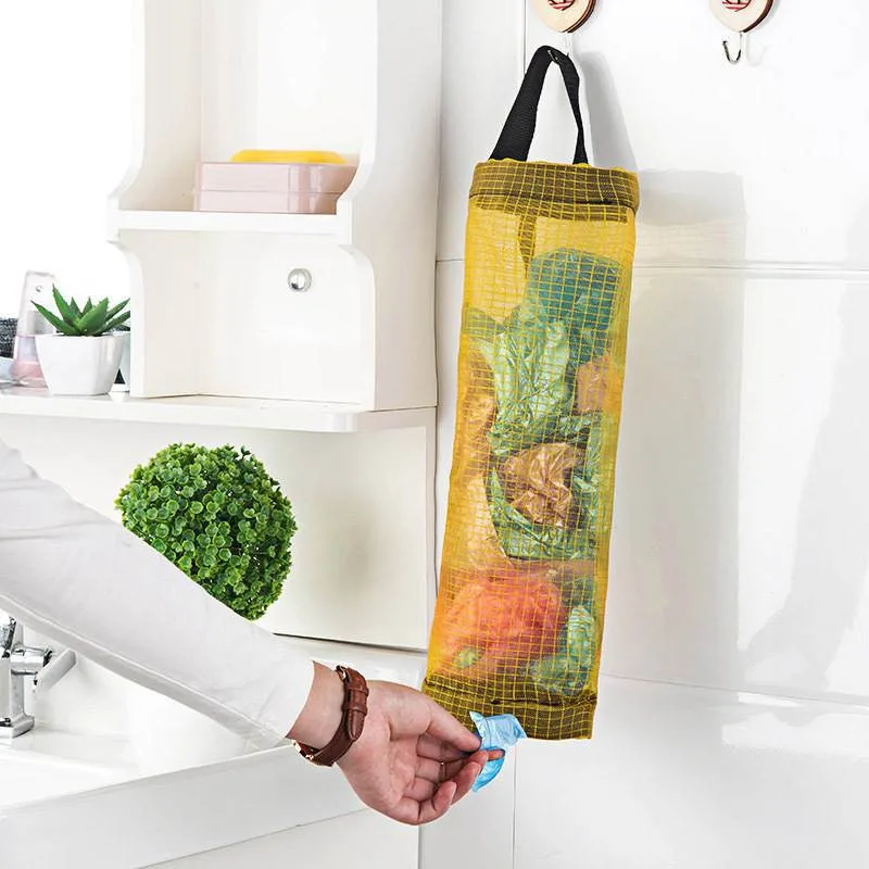 

1Pc Home Grocery Bag Holder Wall Mount Plastic Bag Holder Dispenser Hanging Storage Trash Garbage Bag Kitchen Garbage Organizer