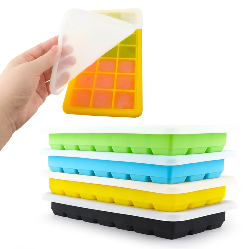 

21 grid silica gel ice grid creative ice cube mold with cover household DIY ice maker available in four colors