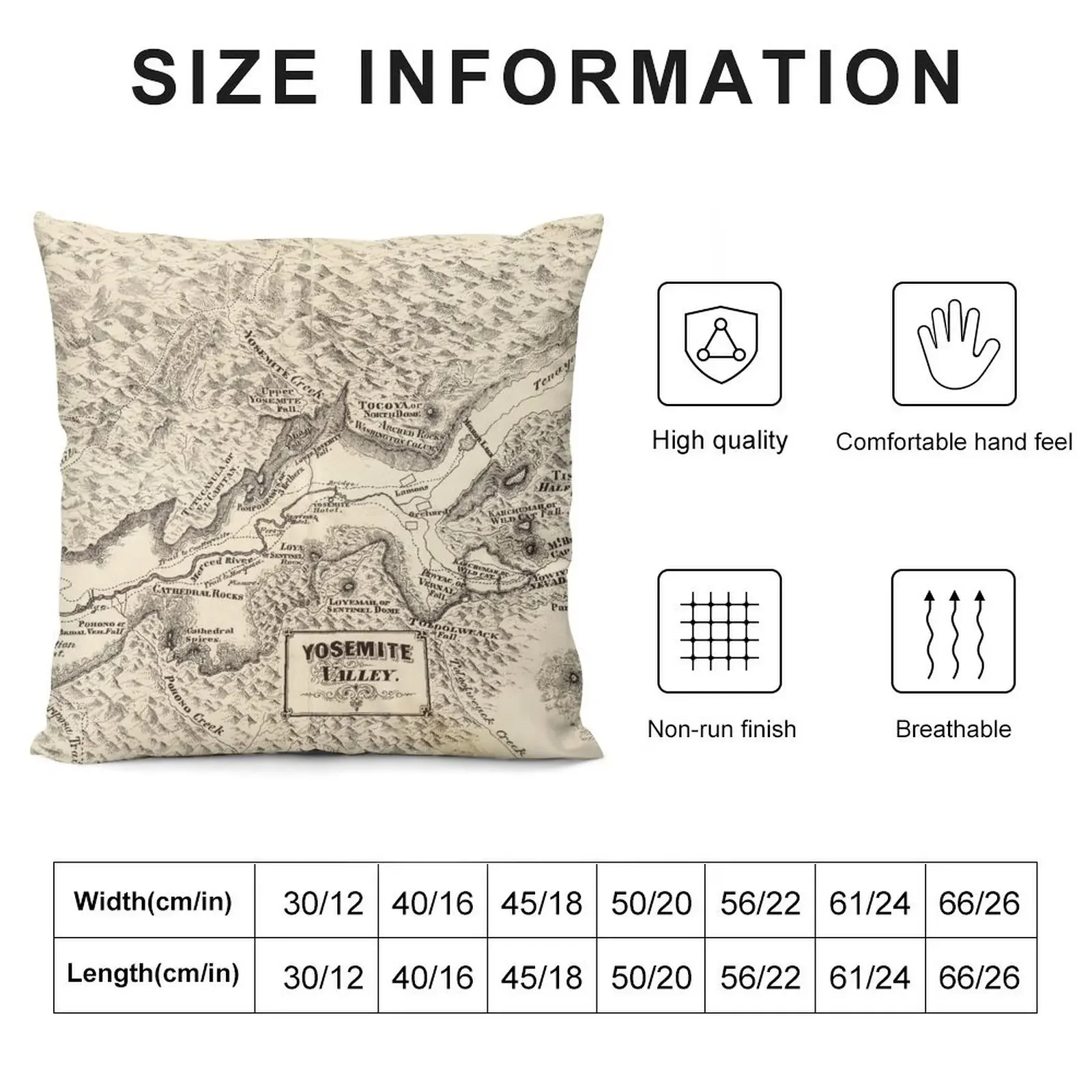 Винтажная карта Йосемитовой долины (1879) декоративная подушка для девочек в стиле