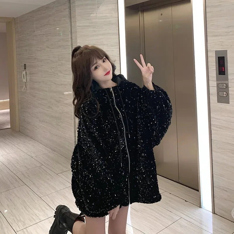 Rhinestone Beaded New Waist Cotton Clothes Women's Winter 2023 Mid-length Thickened Parka Women's Warm Jacket