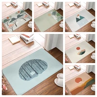 grey white mountain pine tree forest flannel floor mat bathroom decor carpet non slip for living room kitchen welcome doormat