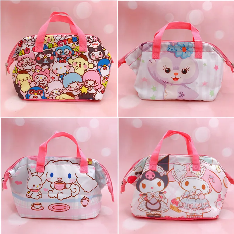 Sanrio Cartoons Thickened Aluminum Foil Lunch Box Bag 22x13x15cm Hello Kitty Melody Handbag Anime Portable Store Insulation Bags