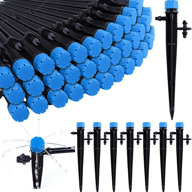 

Hot 60Pc Adjustable Irrigation Drippers Connector for 4/7MM Tube 360 Degree Water Flow Stakes Emitter Drip Irrigation System