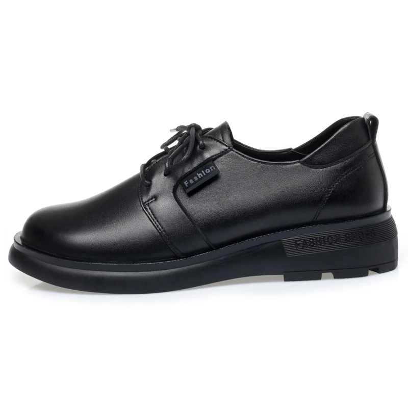 DIMANYU Real Leather Women's Shoes Spring 2023 Wedge Heels Lace-up Loafers Casual Non-slip Comfortable Ladies Shoes