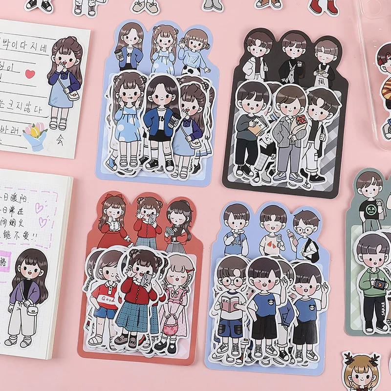 

20Pcs/Pack Cute Wears Boy&Girl Ins Sticker Scrapbooking DIY Diary Stationery Sticky Label Kawail Decor Cartoon Decals