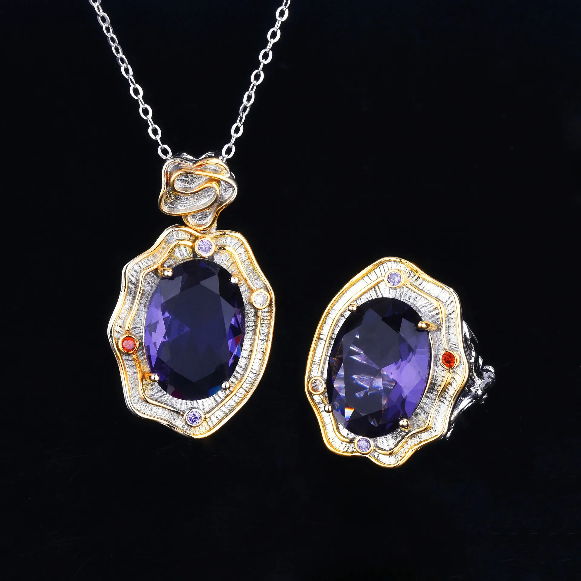 

Real S925 Sterling Silver Natural Amethyst Pendant for Women Collares Mujer Amethyst Pendant Necklaces Gemstone Jewelry