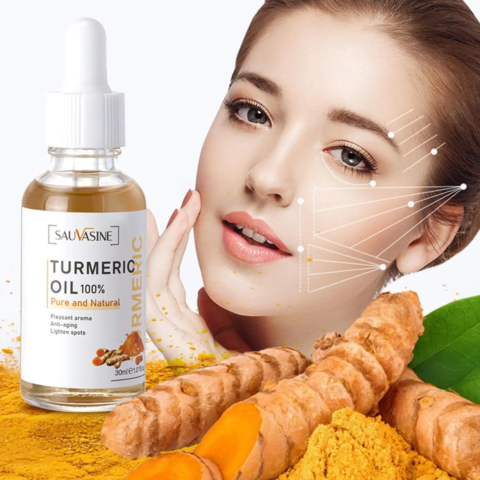 

5pcs Face Care Sets Turmeric Acne Cleansing Dark Skin Serum Fade Cream Turmeric Anti-aging Spots Moisturizing G2y6