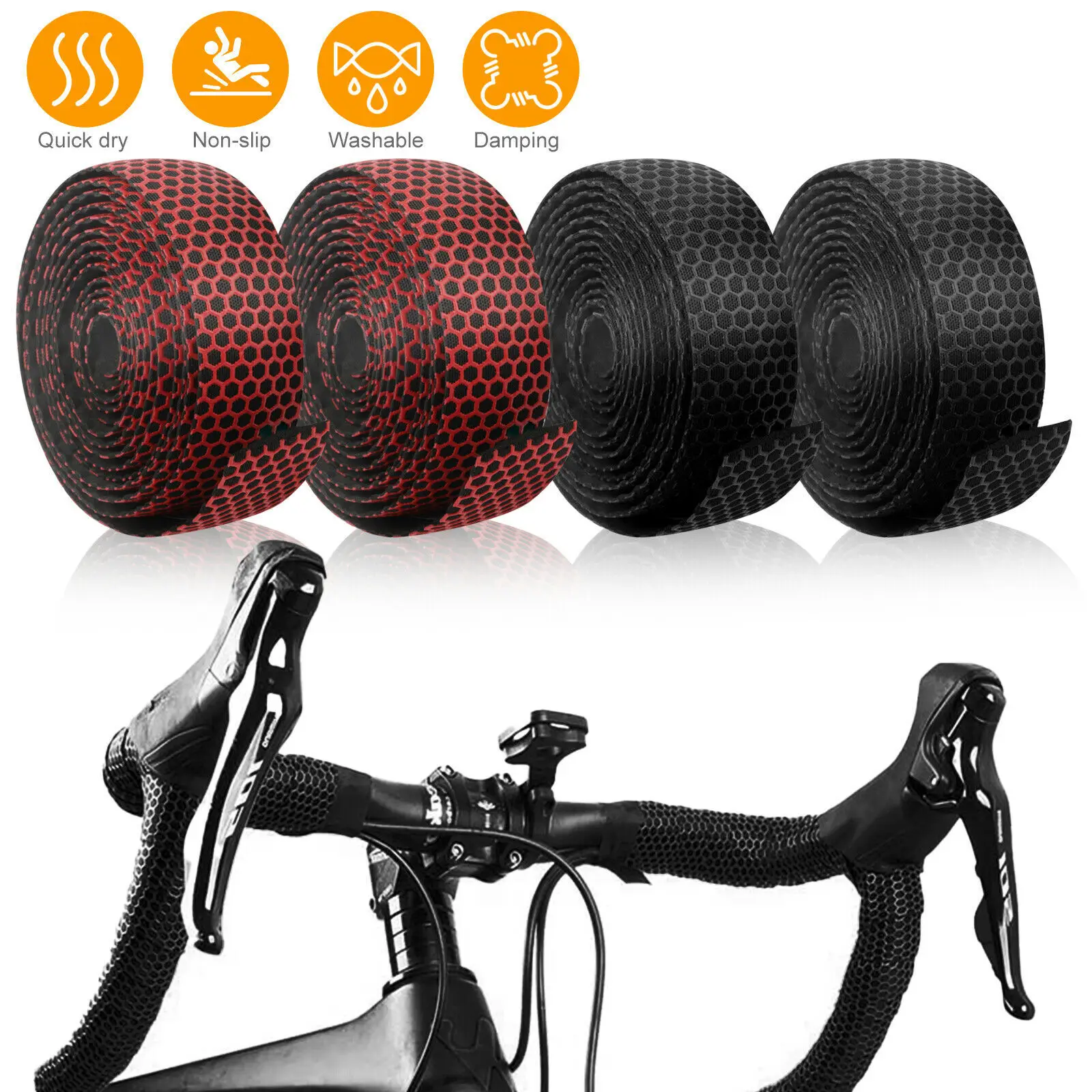 

New Bike Handlebar Road Bicycle Anti-slip Silica Gel EVA Shock Absorption Handle Bar Tape Cycling Wrap End Plug Bike Handlebar