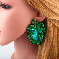 wangaiyao new fashion temperament creative earrings bohemian leaves rice bead earrings female exaggerated personality earrings
