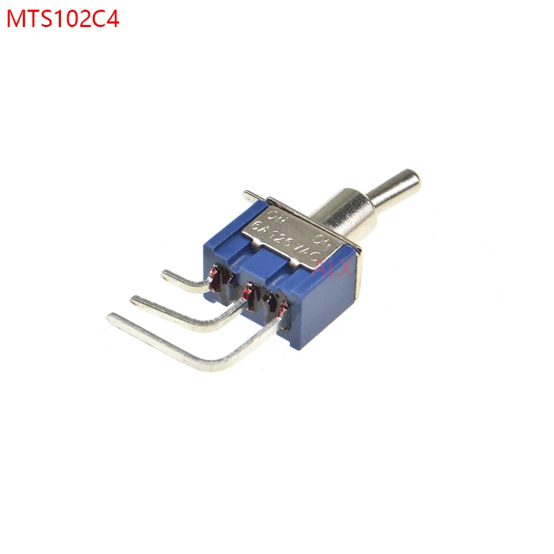 

5 шт. синий мини-MTS-102C4 прямоугольный миниатюрный тумблер для крепления на панели SPDT 3PIN переключатель питания 6A/125 В 3A/250 В MTS102C4
