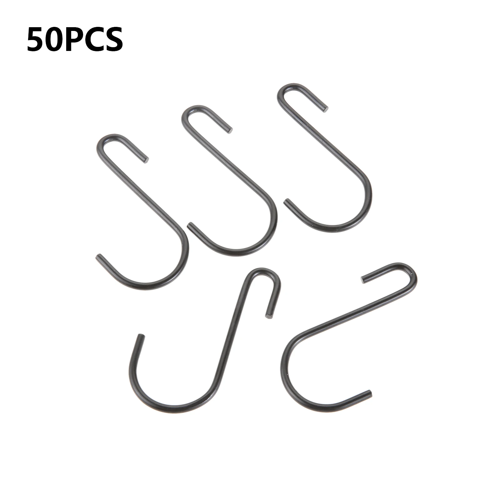 

5pcs Black S-shaped Hanging Hooks for Kitchenware Spoons Pans Pots Coffee Mugs Utensils Towels Plants Gardening Tools Bags