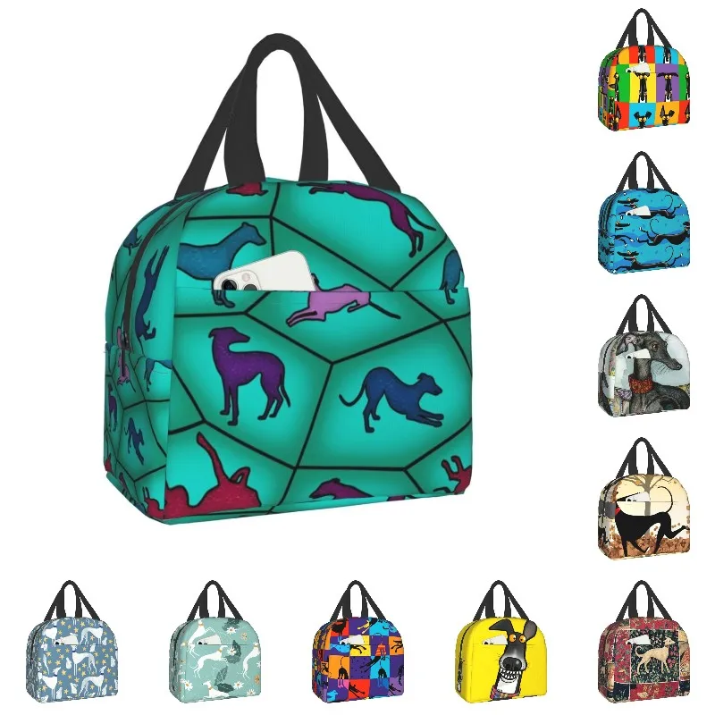 

Greyhound изолированная сумка для ланча из искусственного витража для женщин, водонепроницаемая термо-охлаждающая коробка для ланча с изображе...