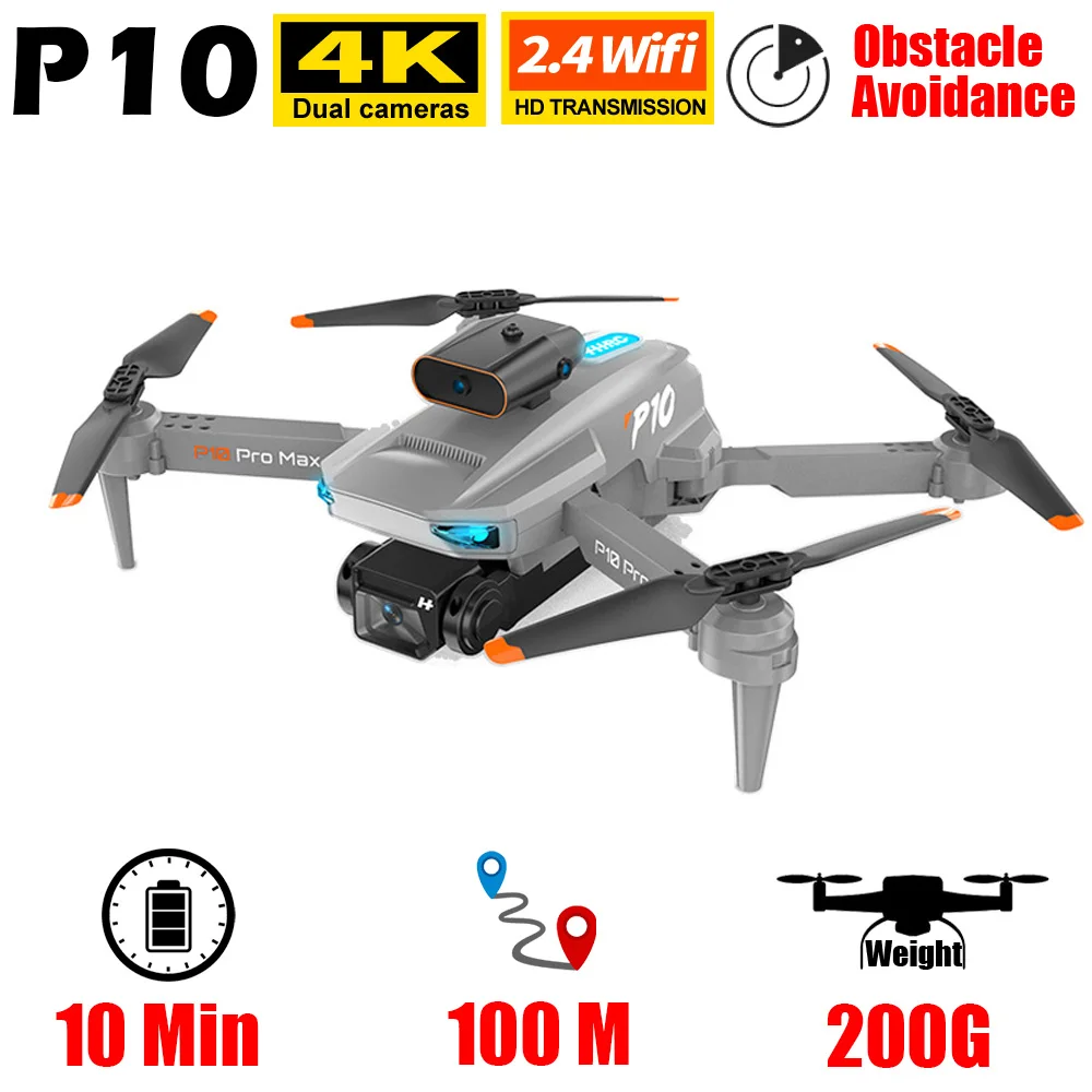 

Mini Drone P10 4K Professional HD Obstacle Avoidance Dual Camera Foldable RC Quadcopter Dron Remote Control Helicopter E88 Toys