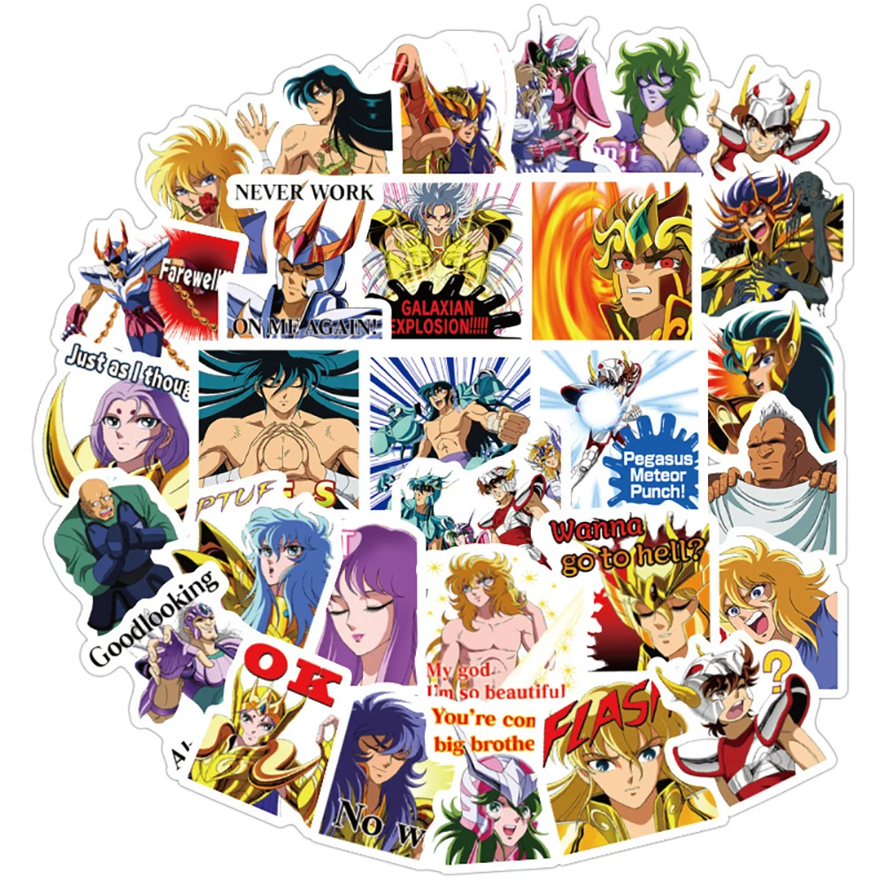 

10/40PCS Saint Seiya Anime Waterproof Stickers Skateboard Fridge Guitar Laptop Motorcycle Travel Luggage Stickers Classic Toy