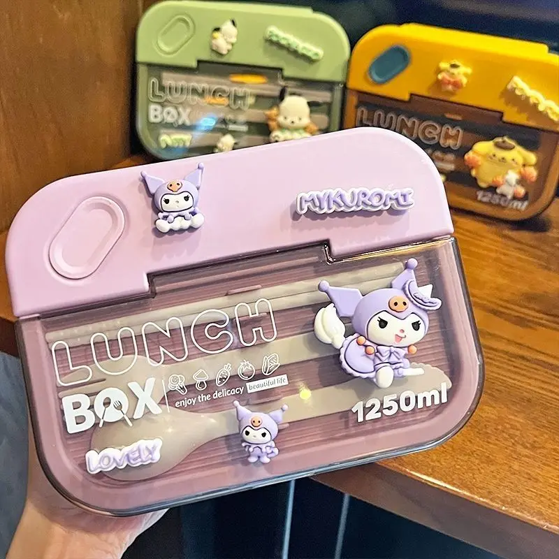 

Anime Sanrio Kuromi Pochacco Pompom Purin Lunch Box Clerk Student Cutes Bento Box Microwavable Food Grade Crisper Girls Gift