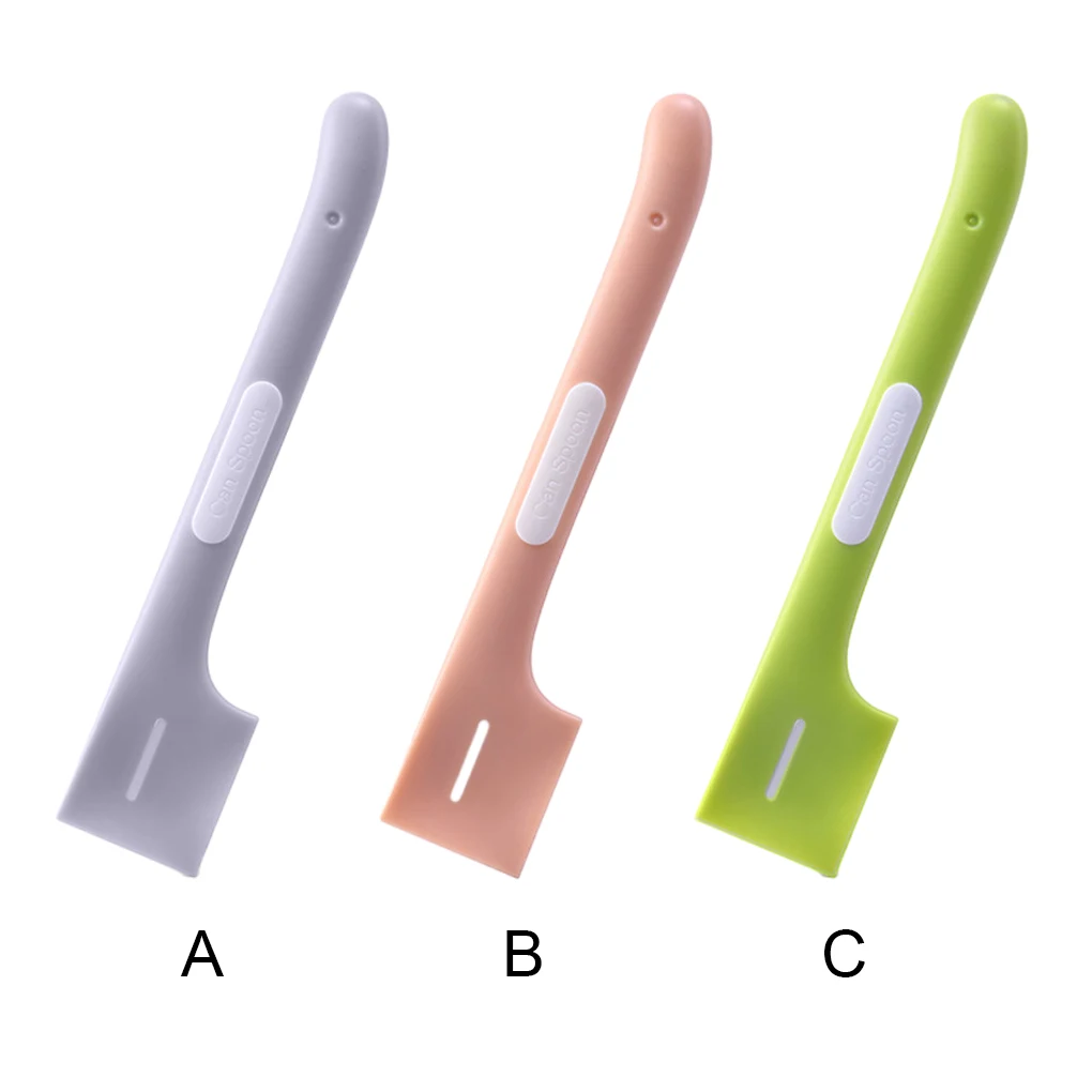 

ПЭТ может ложка сплошной цвет Замена моющиеся мягкие ручки Нескользящие правый угол ручной Снэк Совок скребок Инструмент