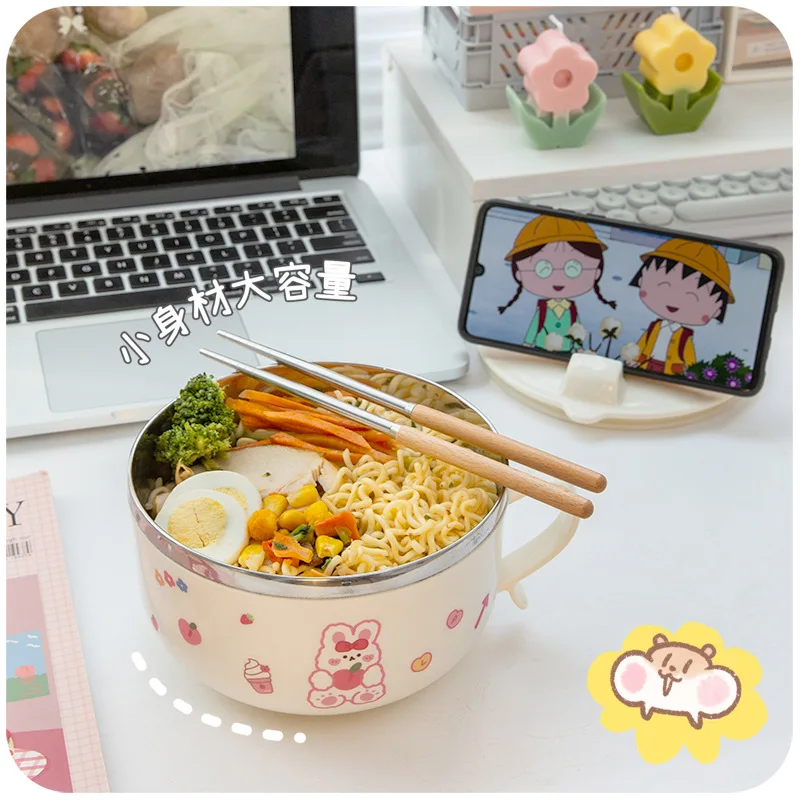 Милый набор ланч-боксов с наклейками милая миска для лапши быстрого