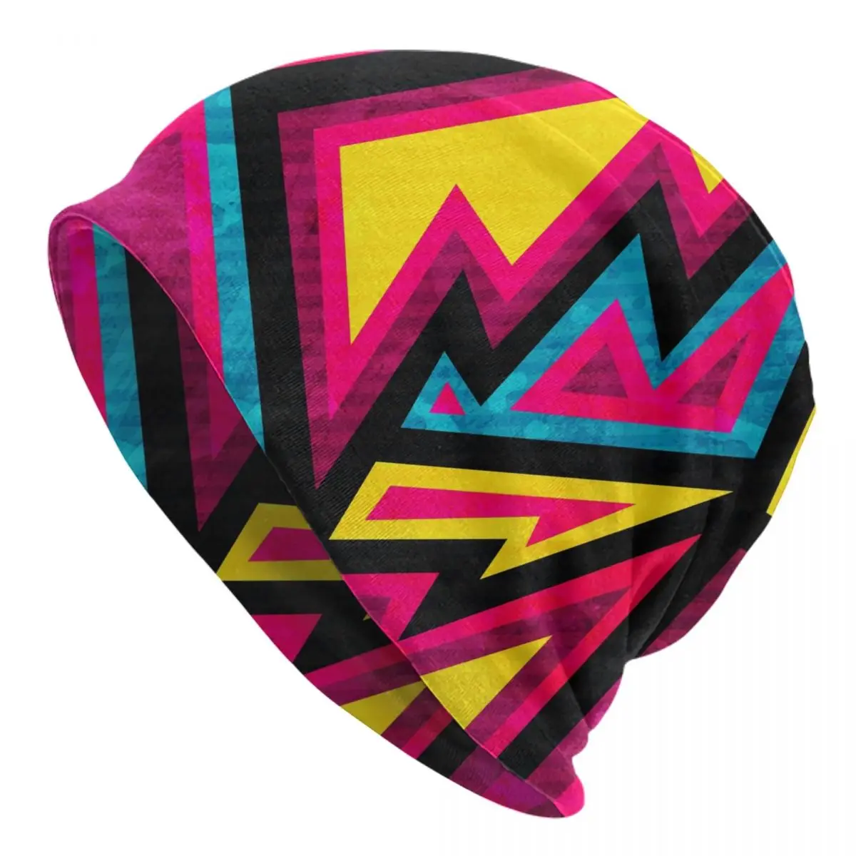 

Bonnet Hat for Men And Women Psychedelic Colored Geometric Pattern Knitted Beanies Soft Turban Hat Hip Hop Beanie