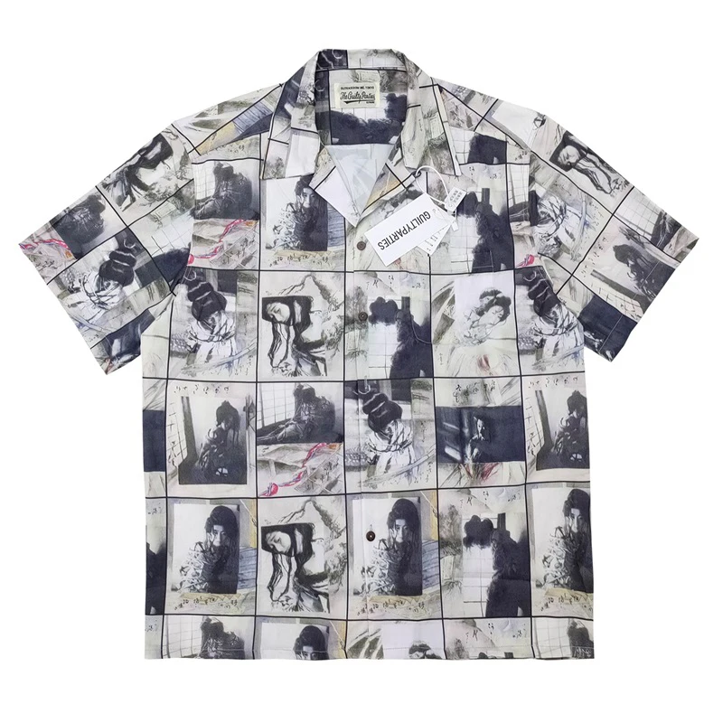 WACKO MARIA Hawaiian Shirt Casual Ink Painting Print Men Women 1:1 Wacko Maria Oversize Shirt