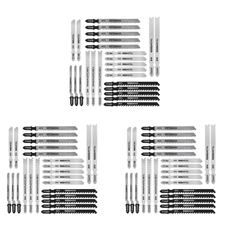 

75 Pcs T Shank Jig Saw Blade Set, T-Shank Blades For Wood, Plastic And Metal Cutting