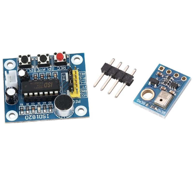

2 Set ISD1820 Sound Voice Recording Playback Module With Aht10 High Precision Digital Temperature And Humidity Sensor