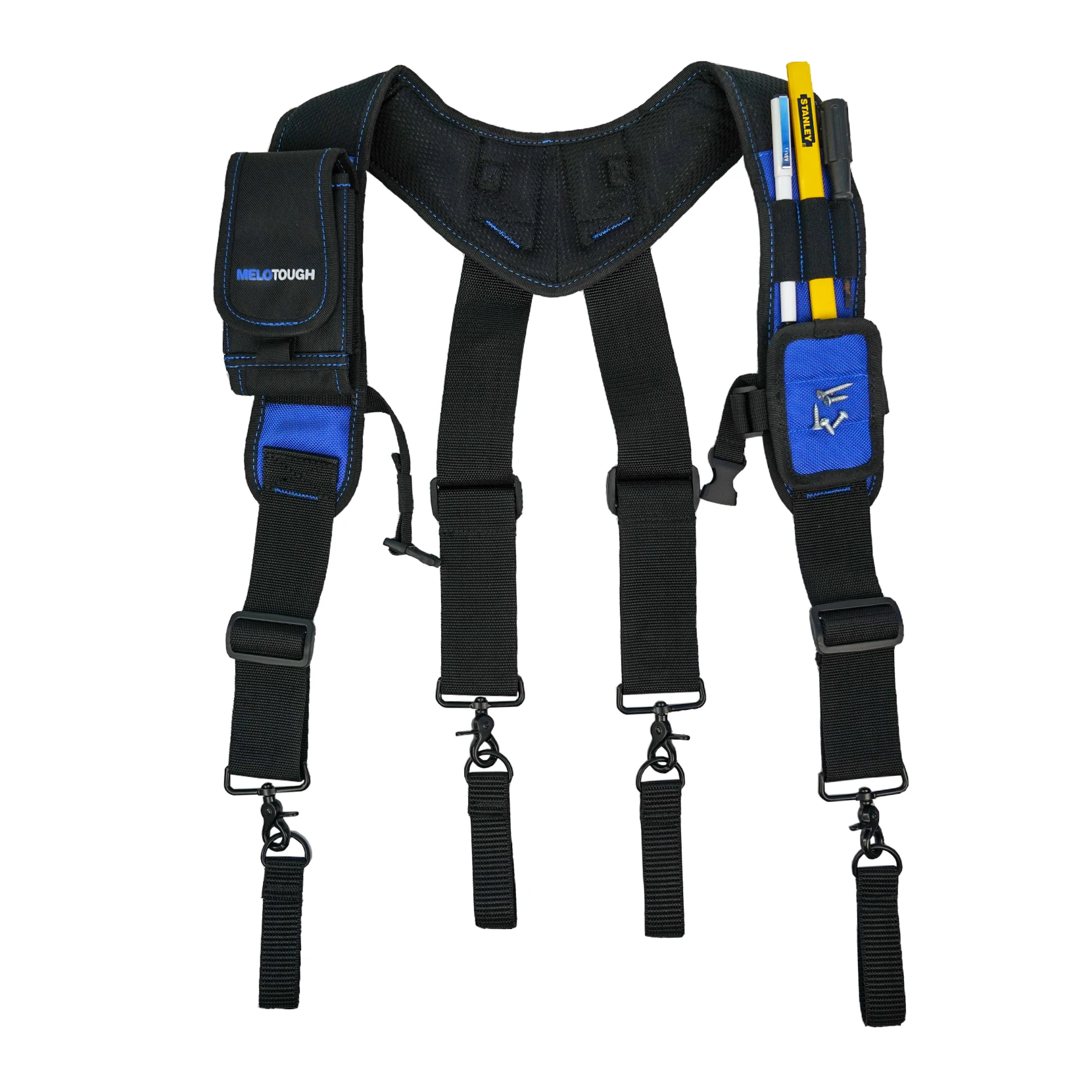 Magnetic Suspenders Tool Belt Suspenders with Large Moveable Phone Holder Pencil Holder, Adjustable Size Padded Suspends