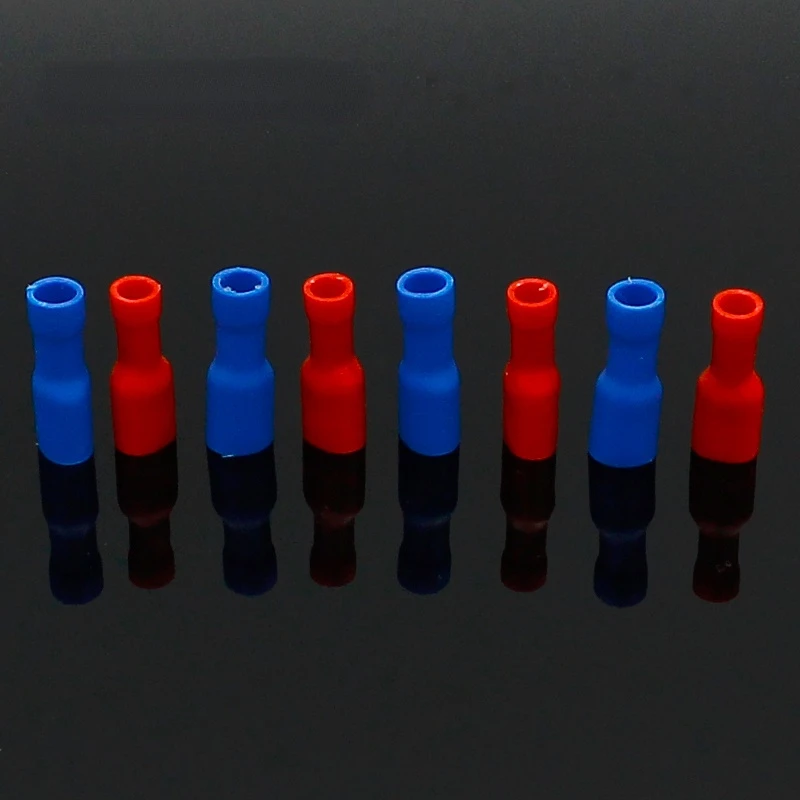 

200pcs 100 Red + 100 Blue Fully Insulated 4.8mm Female Spade Connector Crimp Terminal