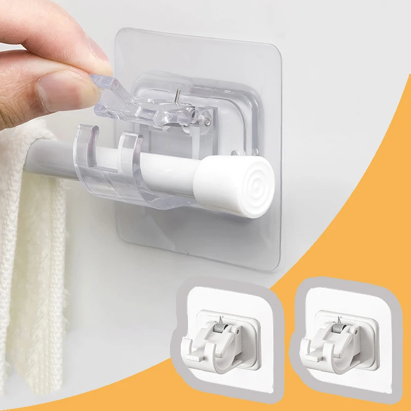 

Кронштейн для карниза, крючок, бесшовный Регулируемый Прозрачный настенный кронштейн, самоклеящаяся вешалка для стержня, бытовой крючок дл...