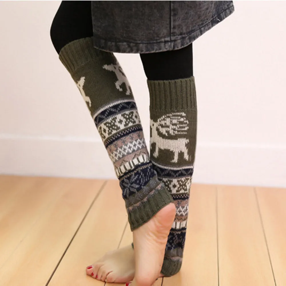

1Pair New Fashion Christmas Leg Warmers Winter Warm Leg Cable Knit Knitted Crochet High Long Leggings Foot Winter Warm leg NEW