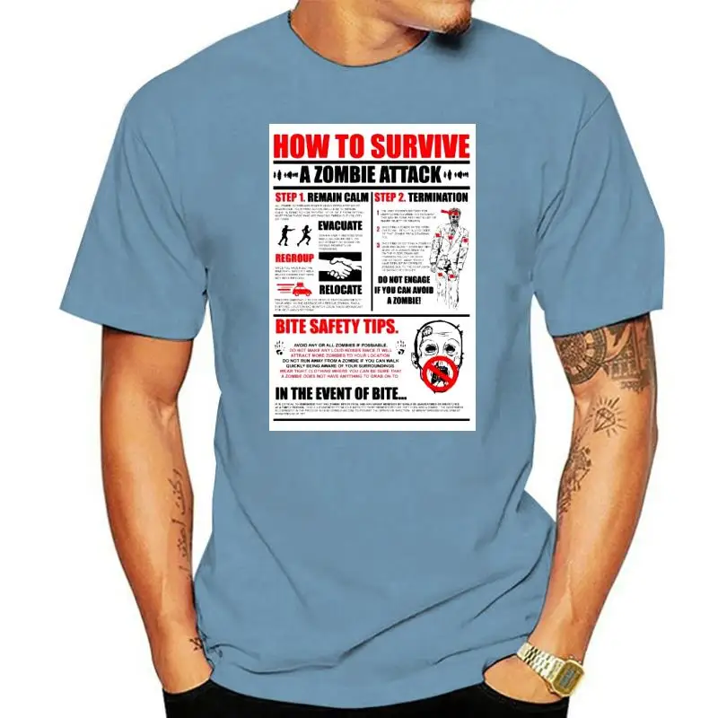 

Мужская футболка, как выживать на нападении зомби, советы по безопасности, женская футболка