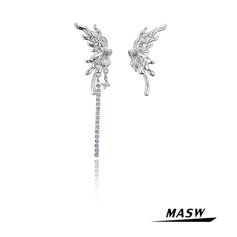 

MASW Original Design AAA Zircon Drop Earrings Luxury Irregular High Qulaity Brass Asymmetrical Metal Earrings Women Jewelry Gift