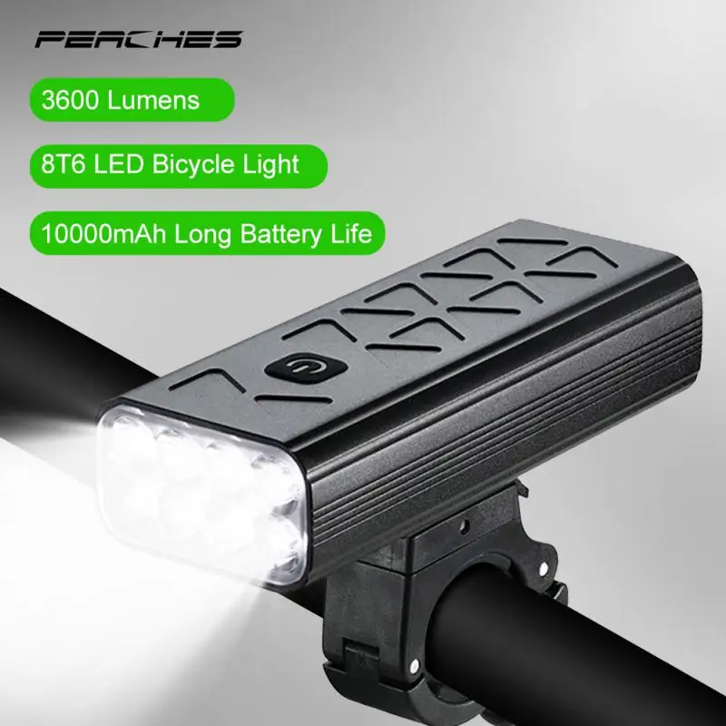 

8T6 LED Ultra Bright Bicycle Light USB Rechargeable Lantern 3600Lumen Bike Headlight Waterproof 10000mAh Powerful Led Flashlight