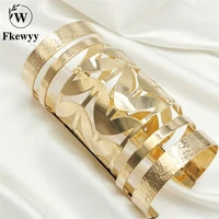 fkewyy luxury bracelet for women fashion jewelry punk accessories hollow out jewelry design gold plated cuff bracelet long punk