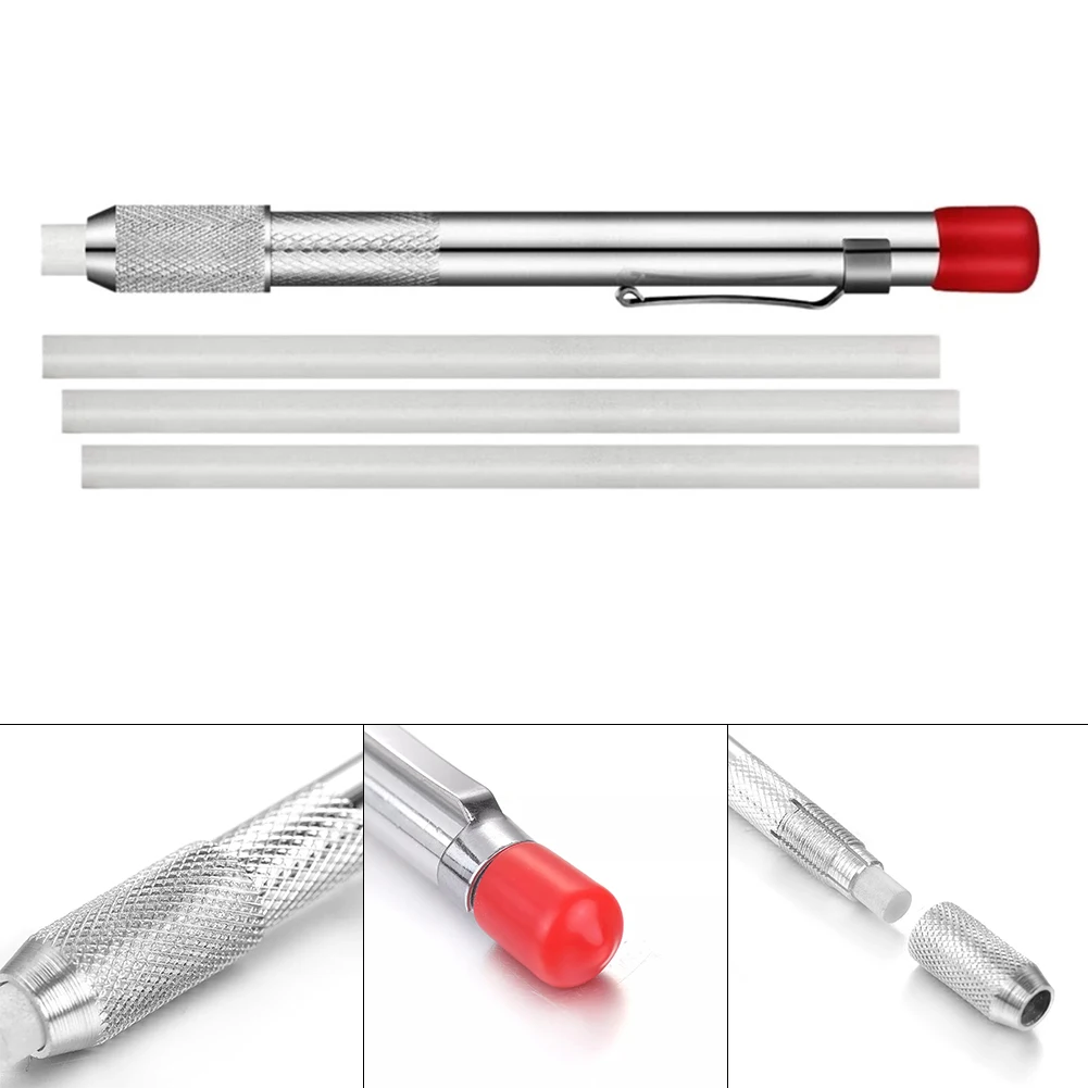

Round Soapstone Holder Soapstone Marker Stainless Steel Slate Pencil 4 Refills Welding Tool Machinery Manufacturing Marking Tool