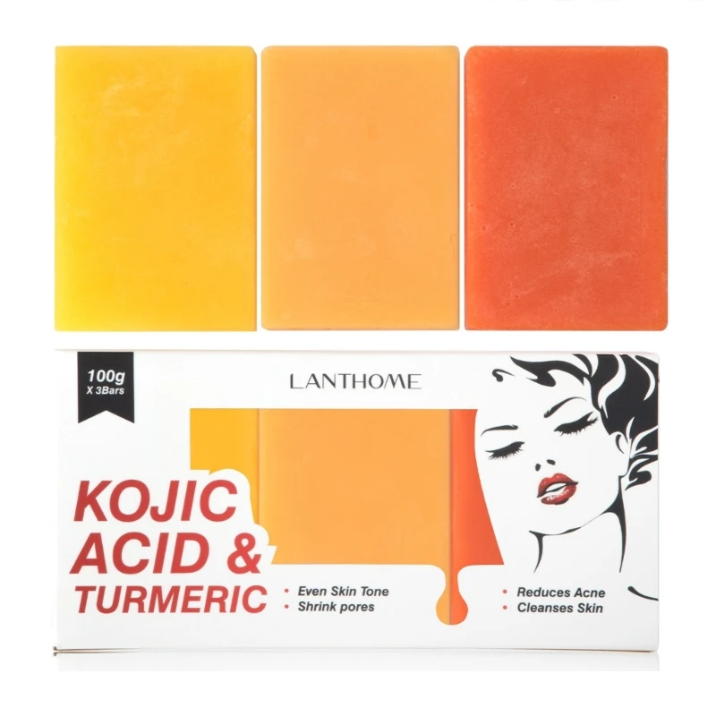 

3Pcs Kojie Acid Handmade Whitening Soap Skin Lightening Soap Bleaching Kojic Acid Glycerin Soap Deep Cleaning Brighten