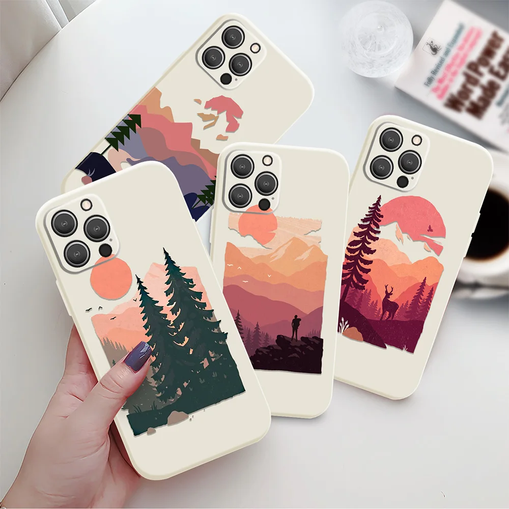 

Mountain Scenery Case for Iphone 14Pro 13 12 Mini 11 Pro Max Shockproof Cover Fundas for Iphone XS X XR 7 8 SE 2022 2020 14Plus