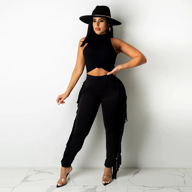 Женские Узкие Брюки С Высокой Талией И Оборками Однотонные Повседневные