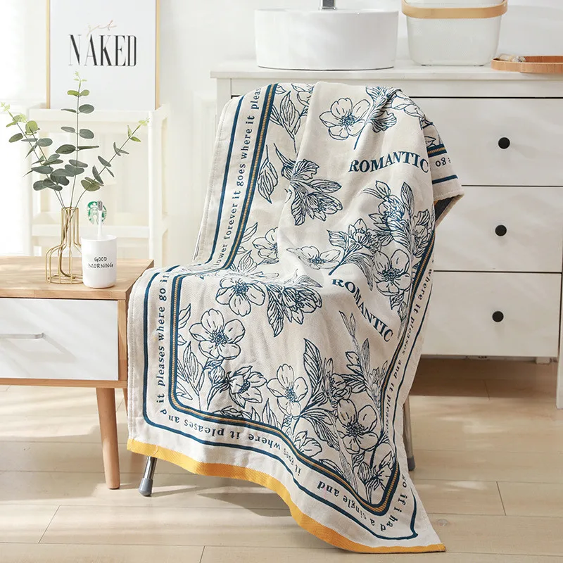 

80*160cm Floral Style 100% Cotton Bath Towel Thicken Absorbent Large Beach Towel Soft Home Women Flower Bath Towels Bathroom